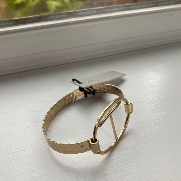 NWT Anthropologie Gold Monogram Script Cuff Bracelet  T H - Picture 10 of 10